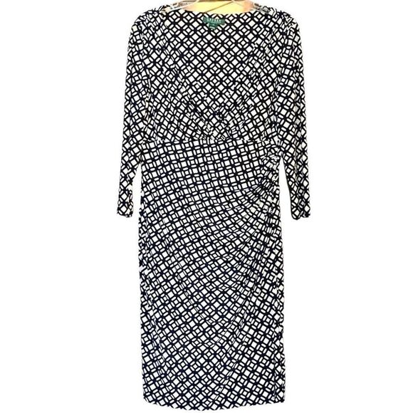Lauren Ralph Lauren Dresses & Skirts - Lauren Ralph Lauren Geometric Mock Wrap Dress in Black/White Women’s 14